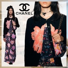CHANEL Black/Multicolor Logo Sequin/Floral Knit Cardigan Sweater F 34/US 2