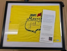 Tiger Woods UDA Signed Autograph 2005 Masters Flag #/500 Framed