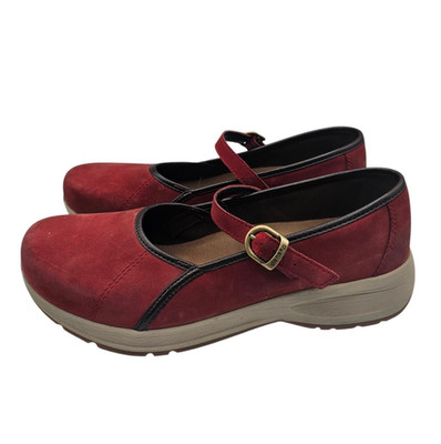 Dansko Steffi Dark Red Milled Nubuck Mary Jane Comfort Clog Shoes Sz 42 US 11