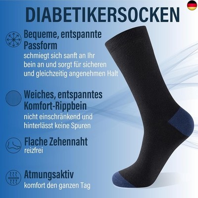 The Essentials Wardrobe Herren Diabetikersocken 6er Pack Atmungsaktive Extra