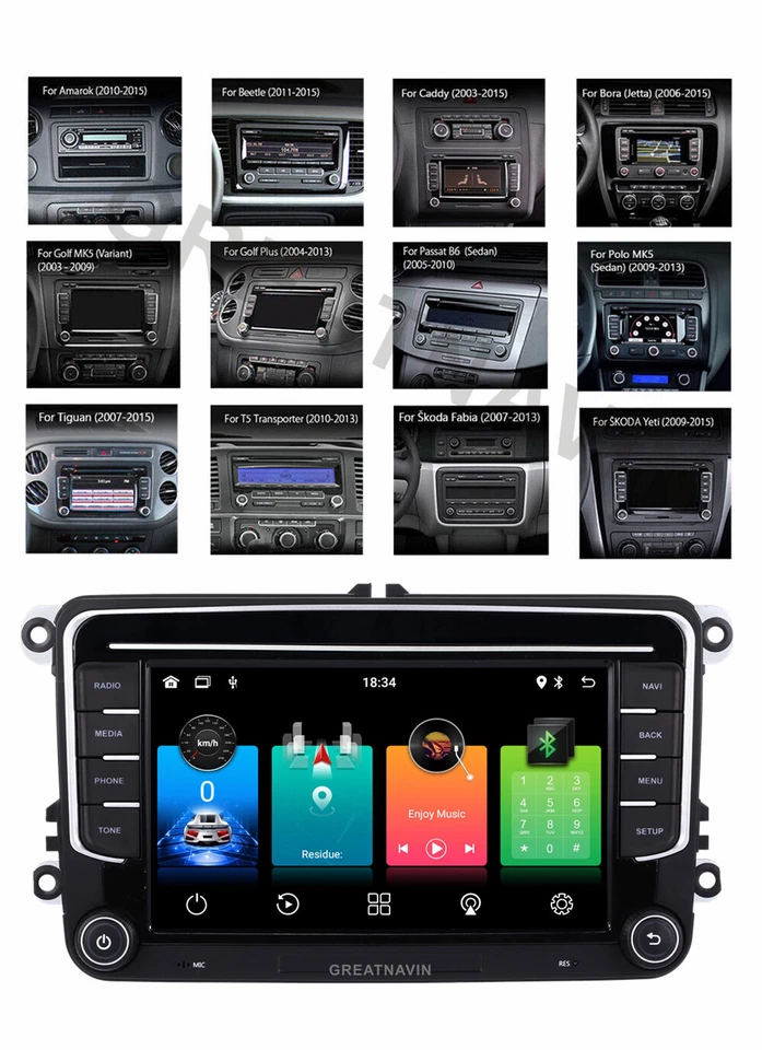 7" CarPlay für VW SKODA SEAT Autoradio GPS Navi WiFi BT mit SWC/RDS 4 Core 2+32G - Bild 3 von 4