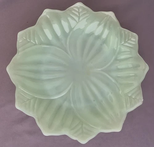 Anchor Hocking Fire King Jadeite Leaf And Blossom Plate Restaurant Ware