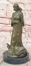 Athena With Dragon Bronze Sculpture Statue Powerful Deity Mythic Figure Salt