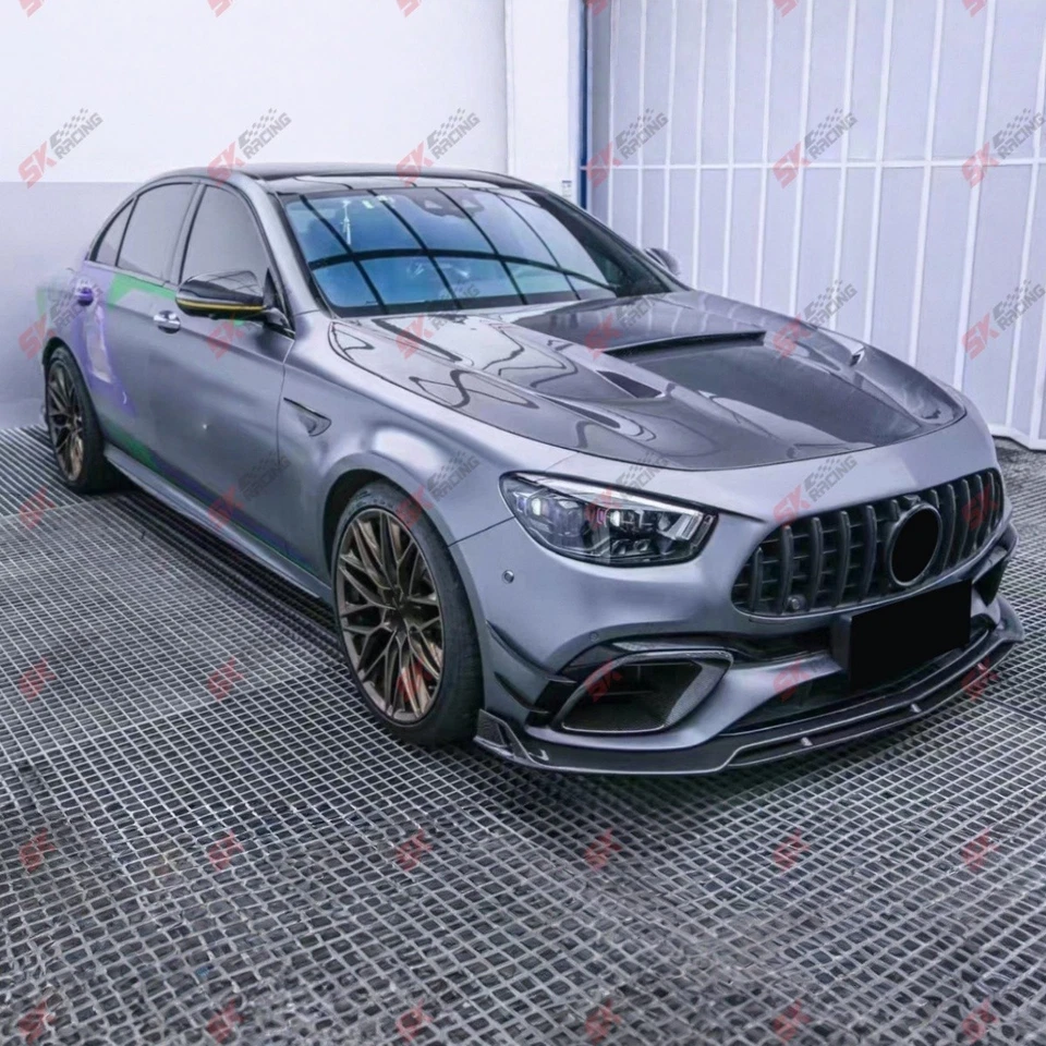 Kits de carrocería de alerón labial delantero trasero para Mercedes Benz E63 AMG S W213 21-23 fibra de carbono Foto 3 de 4