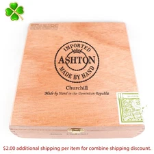 Ashton Churchill Empty Wood Cigar Box 8" x 8.25" x 2.5"