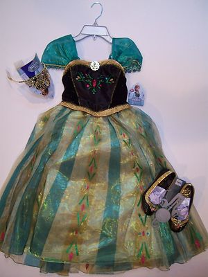 NWT Disney Store Frozen Anna Deluxe Coronation Costume 9/10 Tiara