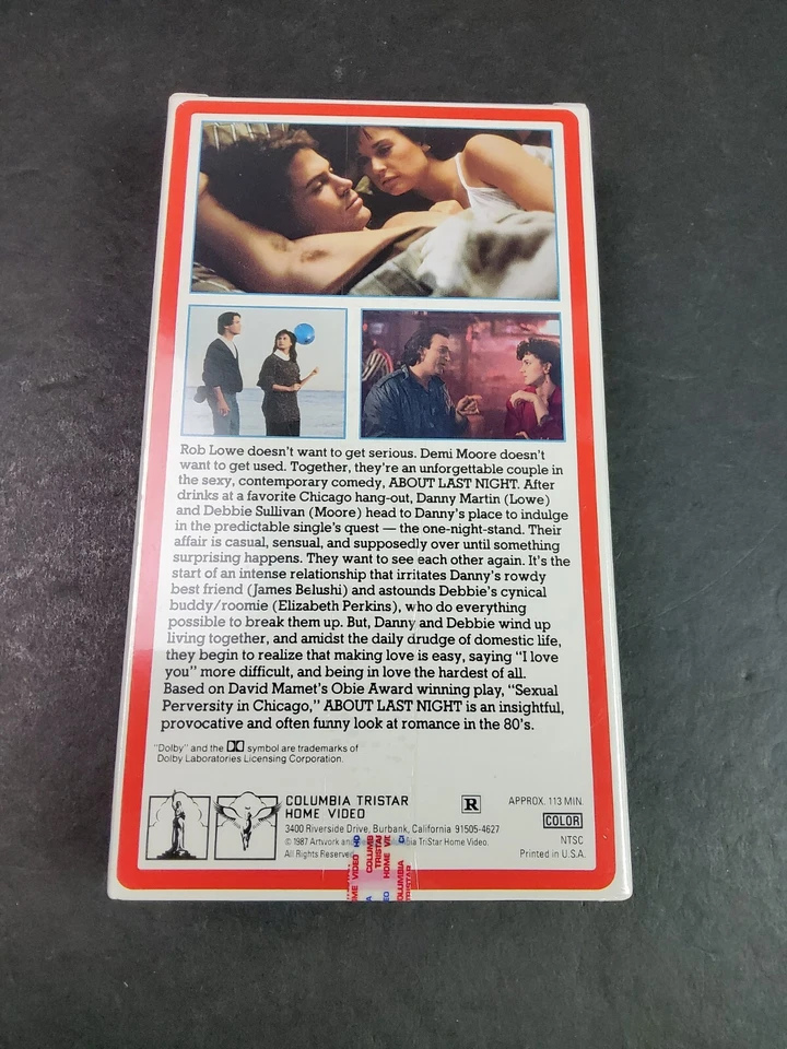 About Last Night VHS 1987 James Belushi Demi Moore Columbia Watermark NEW SEALED Foto 2 de 4