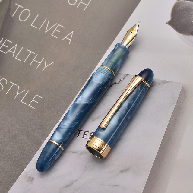 Kaigelu 356 Blue Resin Fountain Pen Iridum EF/F/M Nib Golden Clip Office Ink Pen Kaigelu 356 Blue Resin Fountain Pen Iridum EF/F/M Nib Golden Clip Office Ink Pen