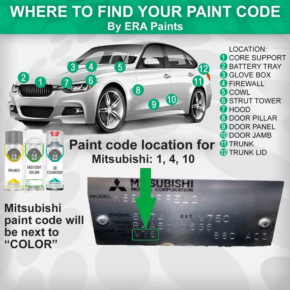 MITSUBISHI Genuine OEM Touch Up Spray Paint with Clearcoat Opt - PICK YOUR COLOR - Изображение 2 из 4