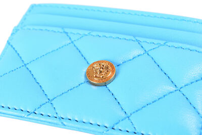 Versace Blue Quilted 100% Leather Card Case | eBay