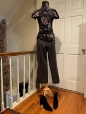 Moschino Cheap and Chic Gray Striped Wool Wide Leg Cropped Pants Size 44 6/8/10