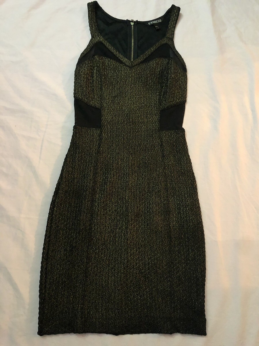 Dress Size Express Black And Gold Dress Women's Express Dress Size