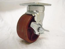 5" x 2" Swivel Caster Kingpinless Ductile Steel Wheel with Brake 1500 lbs each