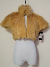 Rinascimento Mustard Yellow Faux Fur Cropped Jacket Bolero Size M Made In Italy