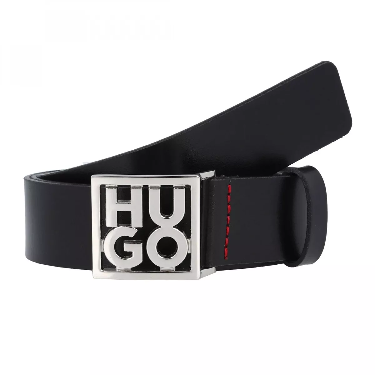 Hugo Boss HU GO SZ35 Black Leather Belt With Logo Buckle 50480825