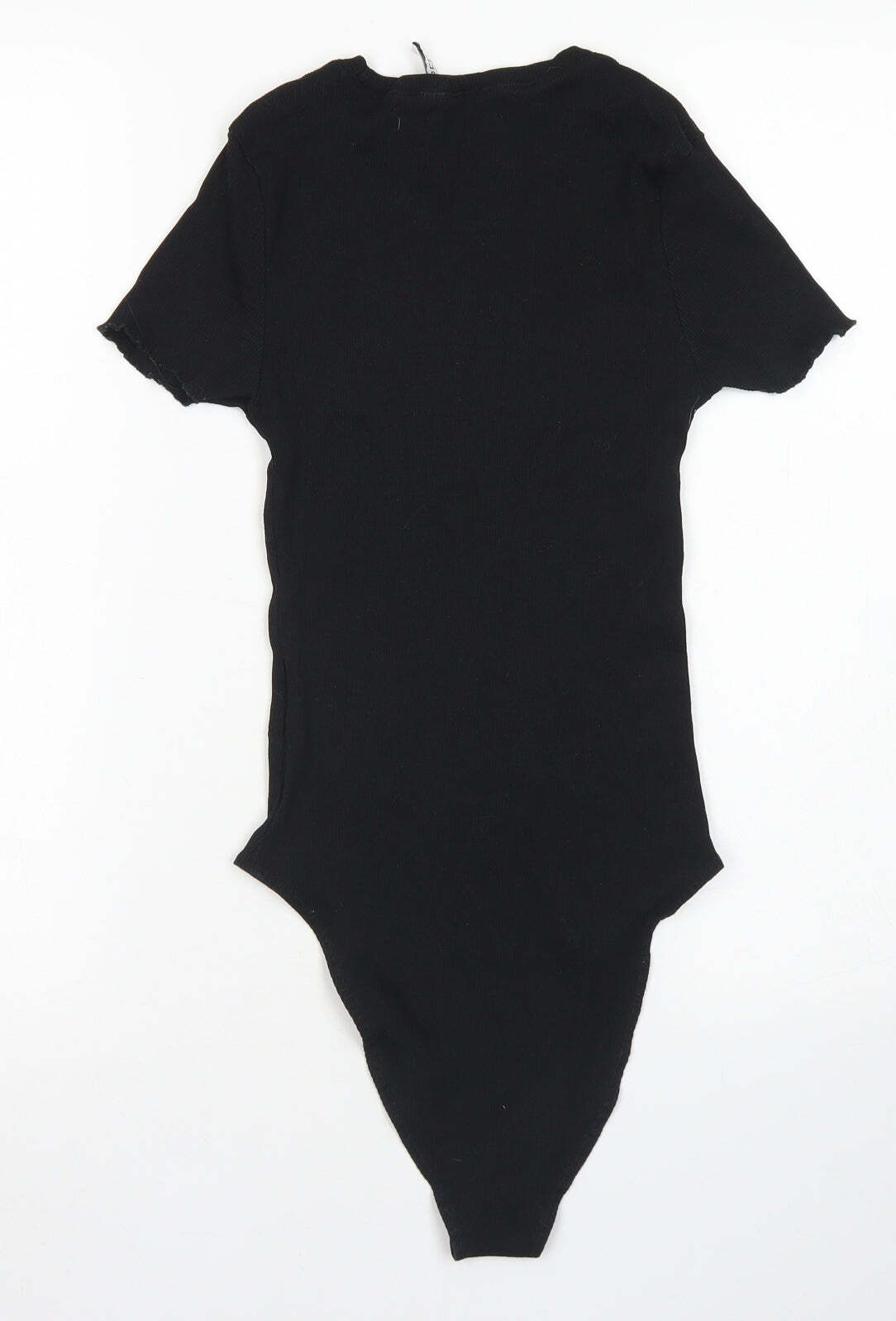 Divided Womens Black Cotton Blend Bodysuit One-Piece Size S Lettuce Edging image 2
