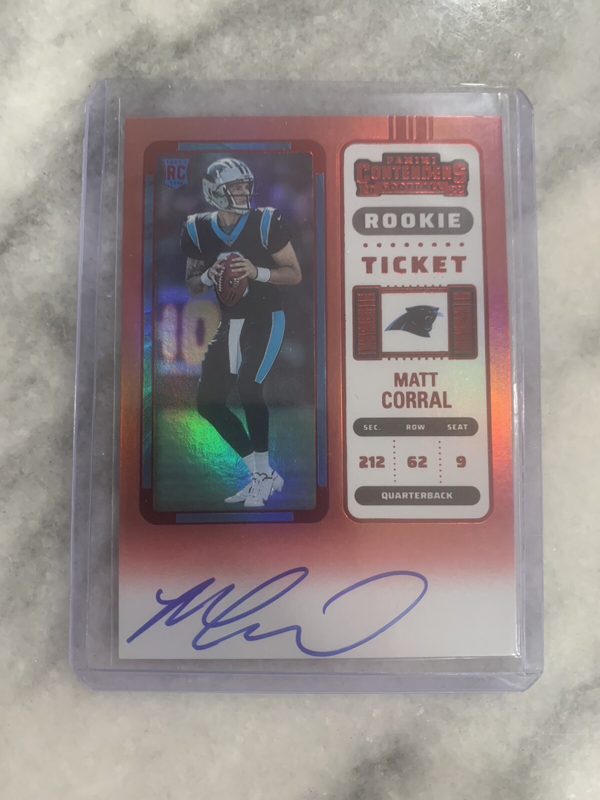 2022 Panini Contenders FOTL Matt Corral RED ZONE SP RC Auto Carolina Panthers