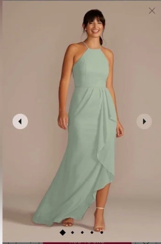 high neck chiffon bridesmaid dress Azazie Velli