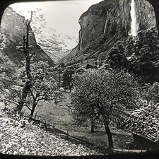 Vtg Keystone Magic Lantern Slide Photo Falls Of Lauterbrunnen Valley Switzerland