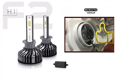 Pair Of 6500k Mini H1 Led Lights Headlight Bulbs Error Free Canbus Ready 12v 24v - Image 1 of 4