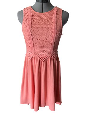 Alya By Francesca's Coral Lace Sleeveless Hi-Low Dress Size Small