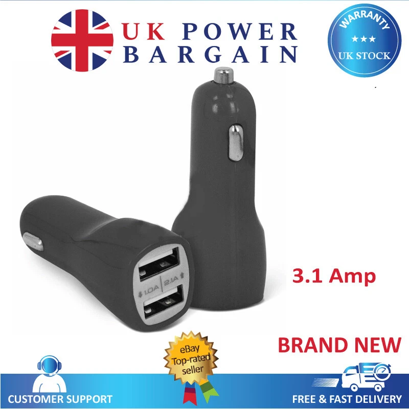 Dual 2 Port Mini Universal USB Bullet Car Charger Lead Adapter 5V 3.1A 1A