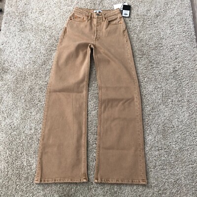 ReDone Re Done Jeans 70's ultera High Rise Wide Leg Khaki Tan  Sz 24 NWT