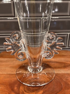 Art Glass Clear Vintage Vase Simon Moore Signed Rare 1990s