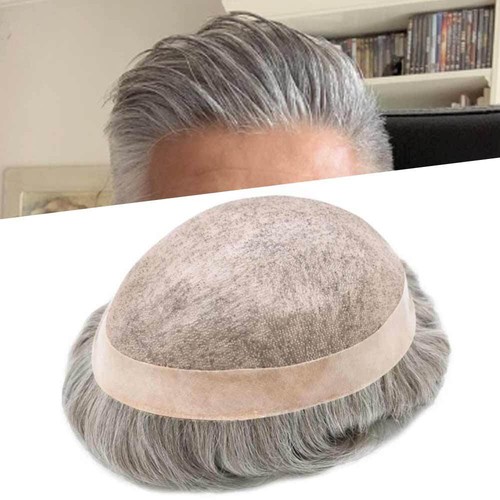 Mens Toupee Hairpiece Fine Mono Hair System Replacements Poly Skin Pu Mens Wigs - Picture 6 of 93