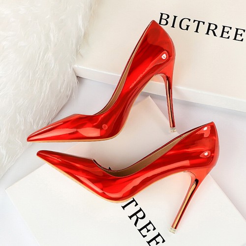 Nuove décolleté classiche tacchi alti in pelle verniciata drag queen metallizzate plus scarpe da donna - Foto 6 di 33