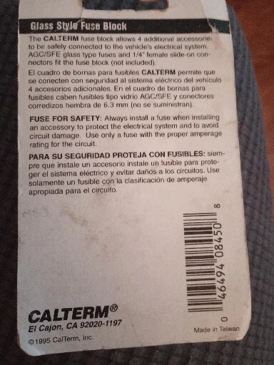 New Universal Calterm 08450 Glass Style Fuse Block 4 Circuits 1/4 Tabs - Image 4 of 4