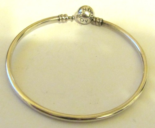 PANDORA Moments Sterling Silver Bangle Bracelet with Snap Clasp - 590713, Medium