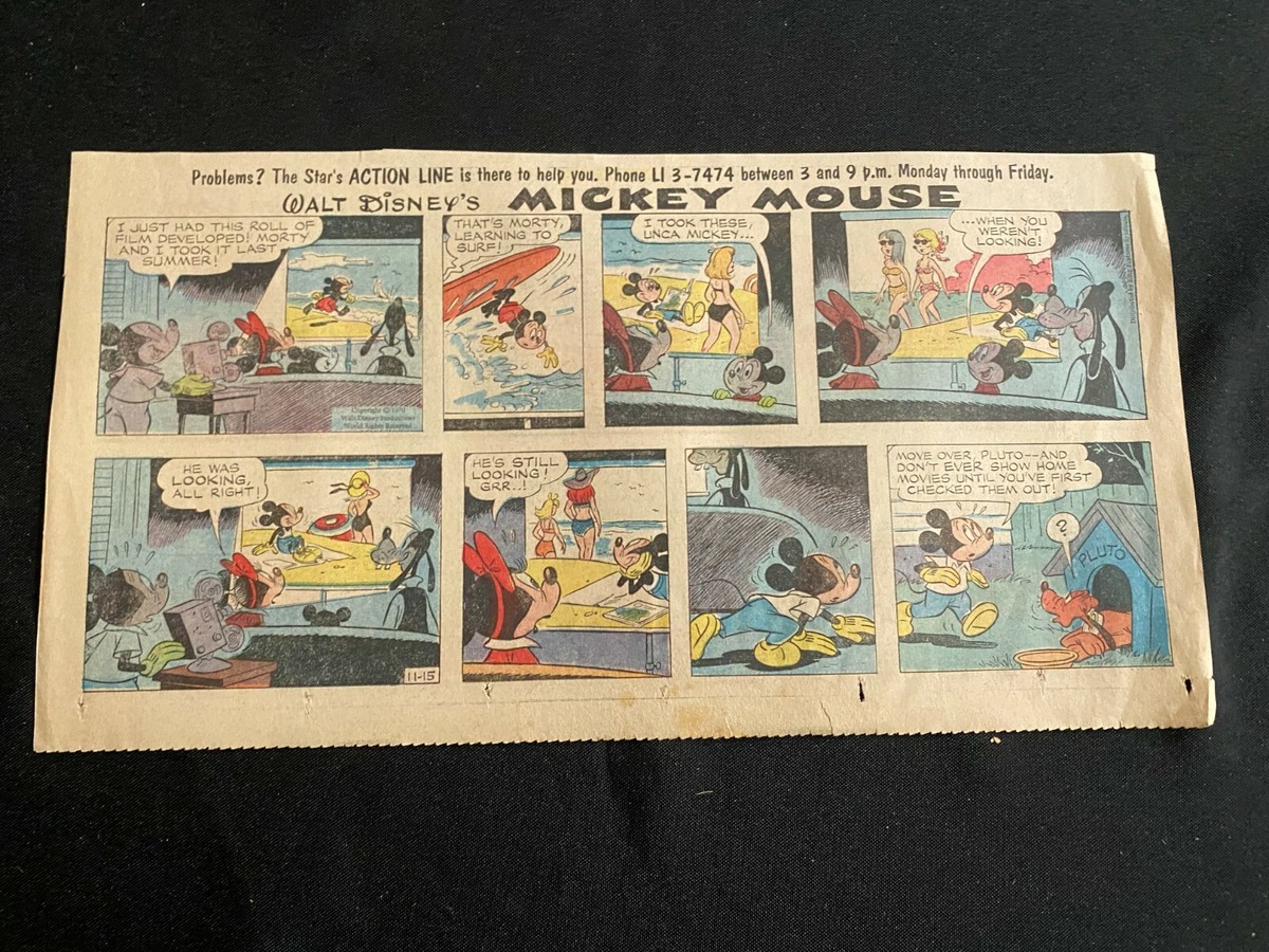 美品80’s SUNDAY COMICS “Disney Mickey” 刺繍 Vintage 80s 90s Sunday Comics Minnie Mouse Mickey Mouse