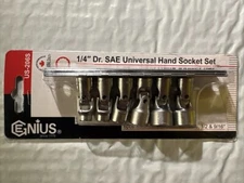 Genius Tools 6 Piece 1/4"Drive SAE Universal Hand Socket Set (12-Point) US-206S