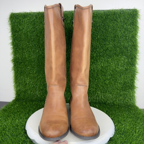 Carlos Santana 6.5 Riding Boots Brown Leather High Distressed Tall Women’s - Picture 2 of 8