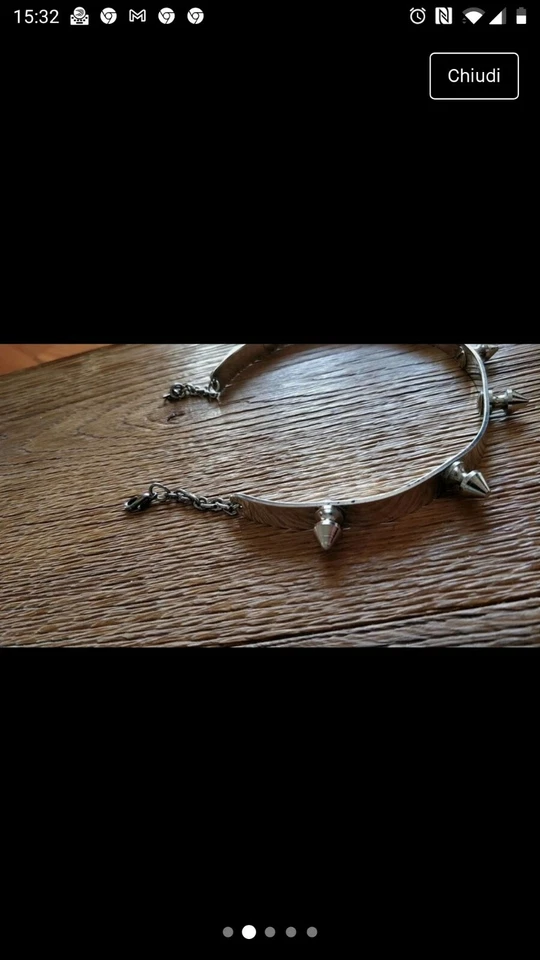 Collana collare di argento con punte di metallo - Immagine 2 di 4