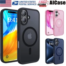 Shockproof Magnetic Matte Case with Glass For iPhone 16 Pro Max 15 14 13 12 11