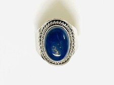 GENUINE 925 STERLING SILVER OVAL LAPIS LAZULI COLOR STONE BESTSELLER RING