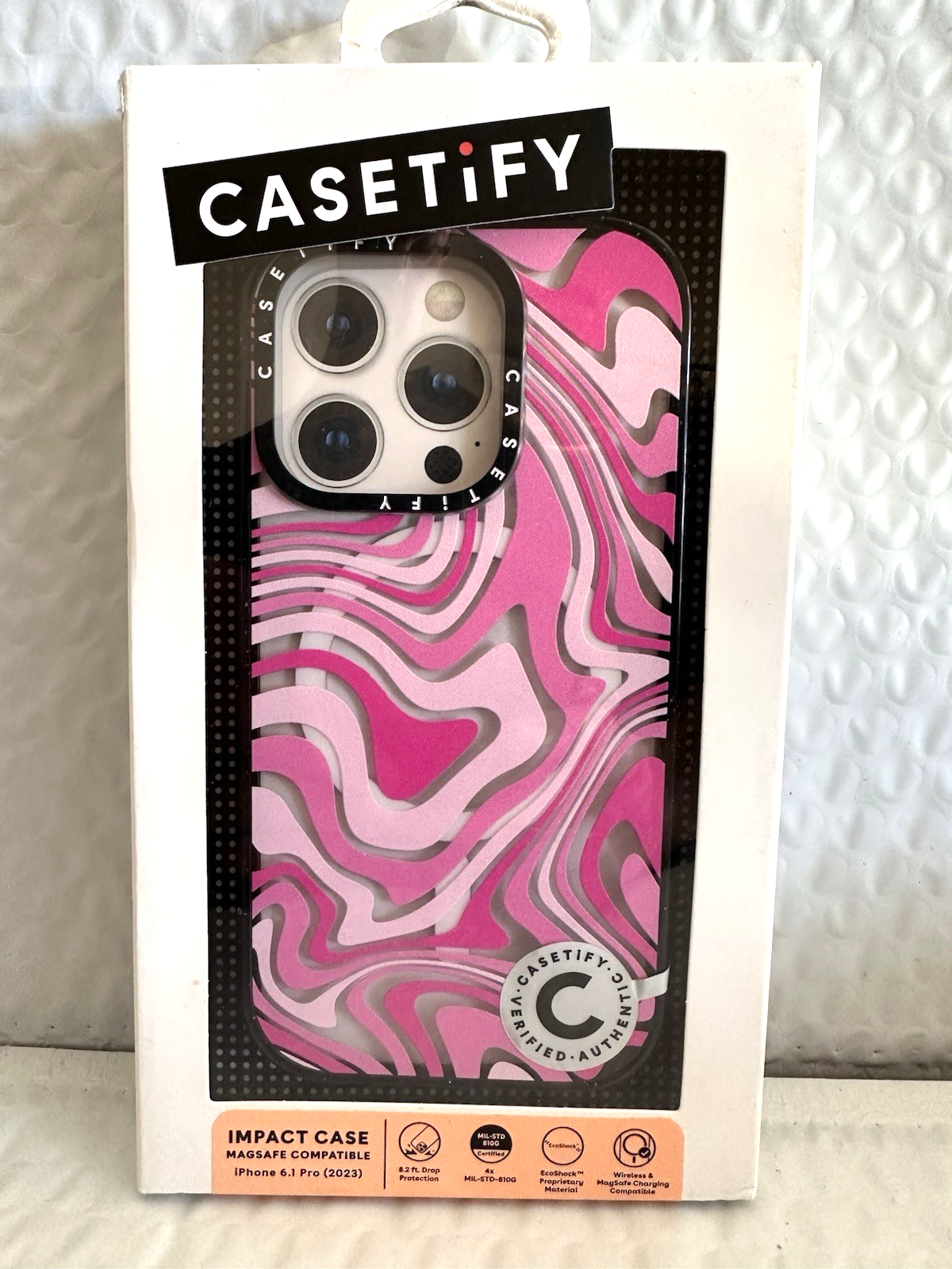 CASETiFY MagSafe Impact Case for iPhone 15 Pro - Pink Swirls Design-image