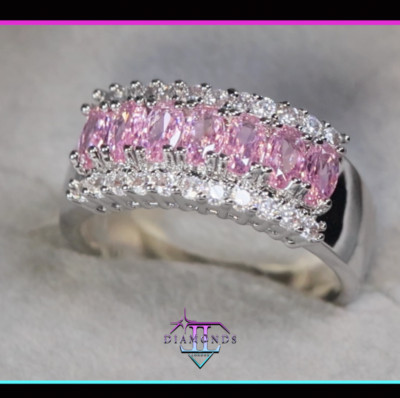 Rosa Ovalschliff Diamant Ring | Rosa Diamant Ring | Simulierter Diamant Ring