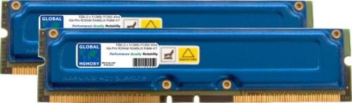 1GB (2 x 512MB) PC800 184-PIN RAMBUS RDRAM RIMM MEMORY RAM KIT FOR DESKTOPS/PCs