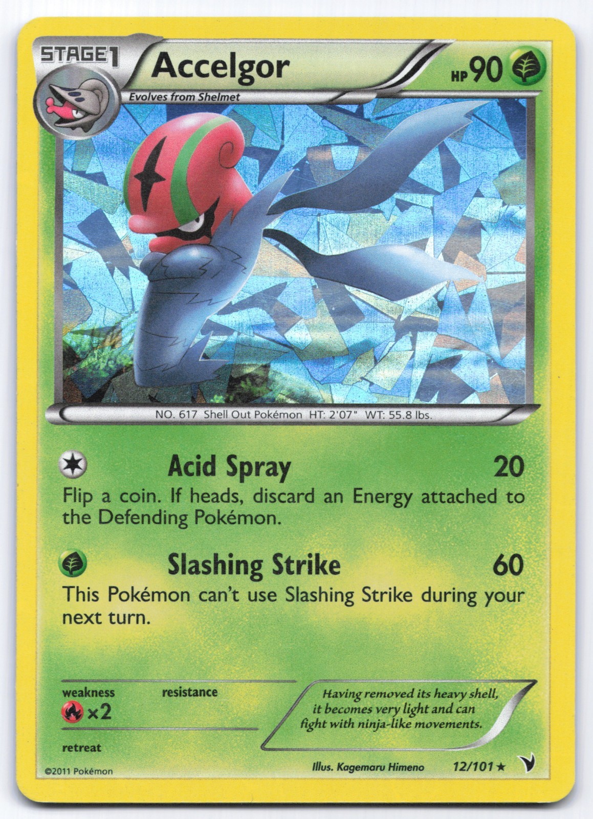 Accelgor 12/101 Noble Victories Cracked Ice Holo Rare Pokemon Card