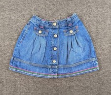Gymboree Girls Jean Skirt Size 6 Embroidered Hem With Pockets