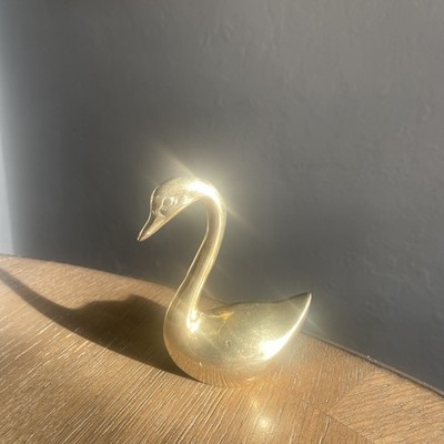 Vintage Brass Swan Figurine 
