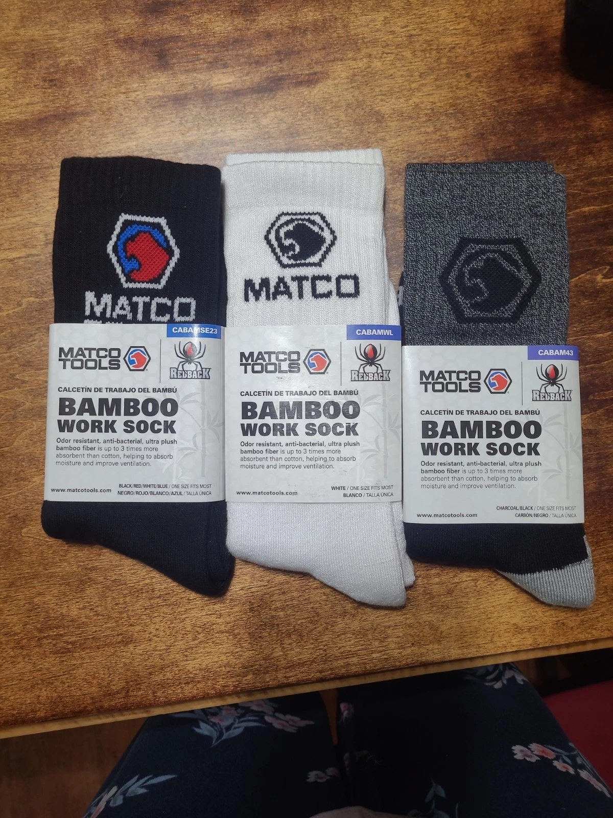 Matco Tools Redback Bamboo Work Socks Set of 3 One Size Fits Most