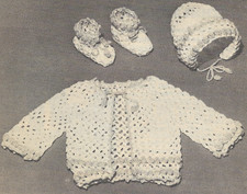 vintage, 3 pc. Summer Baby Sweater Set crochet pattern instructions