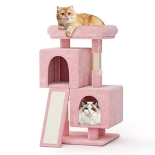 Cat Tree Tower - 34 Inch Cat Climber with 2 Condos, Scratching Post & Sisal B...