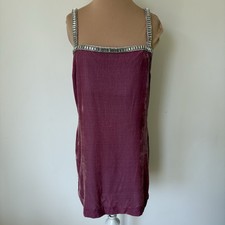 Reformation Pia Sugarplum Pink Velvet Rhinestone Straight Neck Mini Dress Size 4