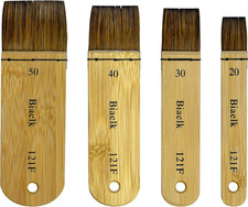 Watercolor Hake Brush Professional, 4PCS Bamboo Short Handle Squirrel Mix Hair P