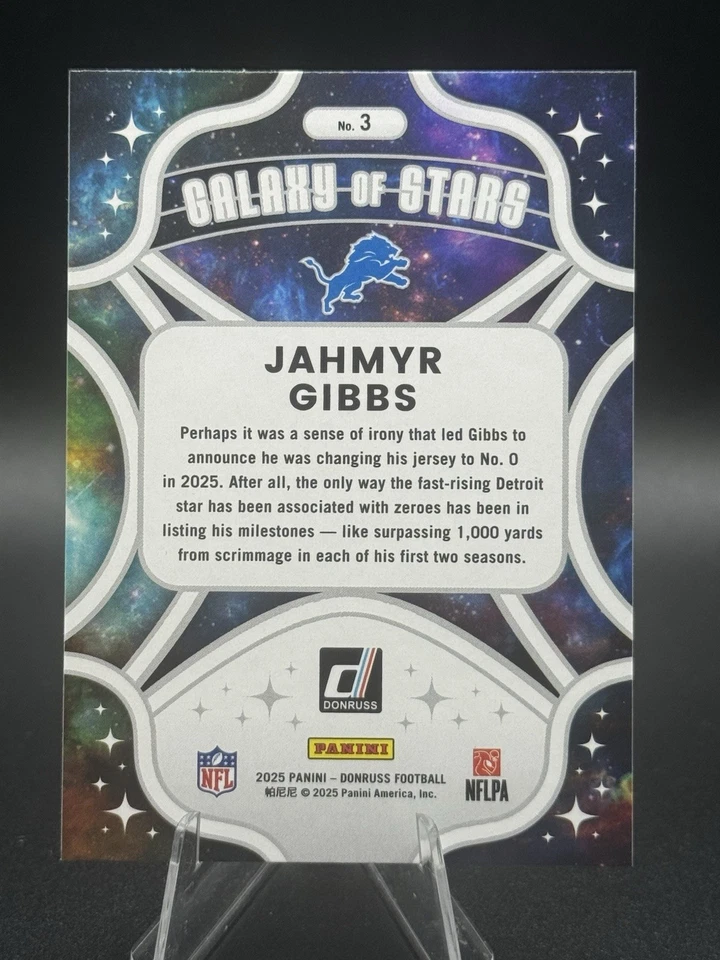 2025 Panini Donruss Jahmyr Gibbs #3 Galaxy Of Stars Insert SP Detroit Lions Foto 2 de 2